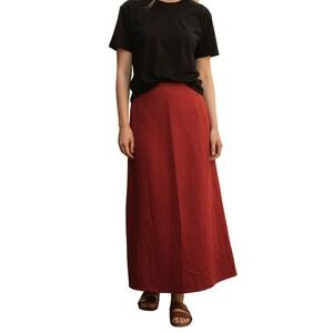 Vintage Harve Benard Wool Viscose Red Maxi Skirt Sz 12 Back Slit Seam Detailing